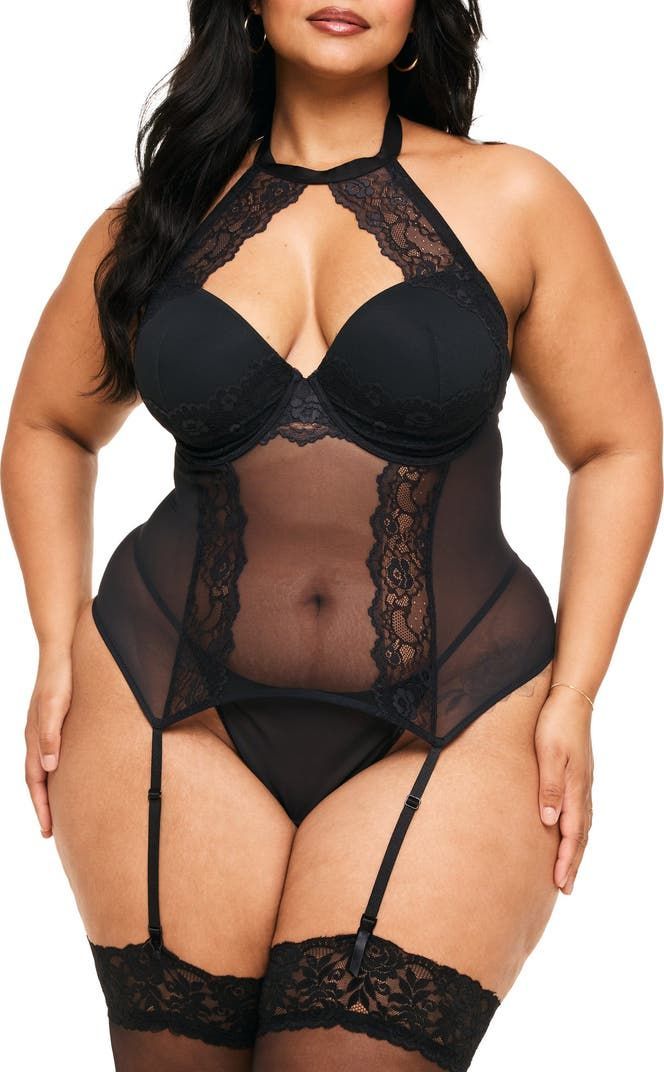 Büyük Beden Dantel Detaylı Dekolteli Tül Sütyen Takım